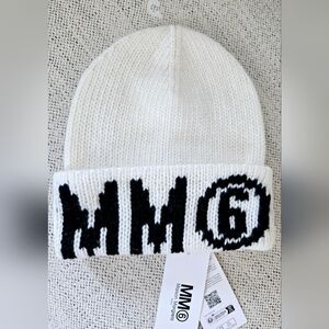 NWT Maison Margiela MM6 Wool White Knit Beanie Size:S/III Made In Italy 🇮🇹